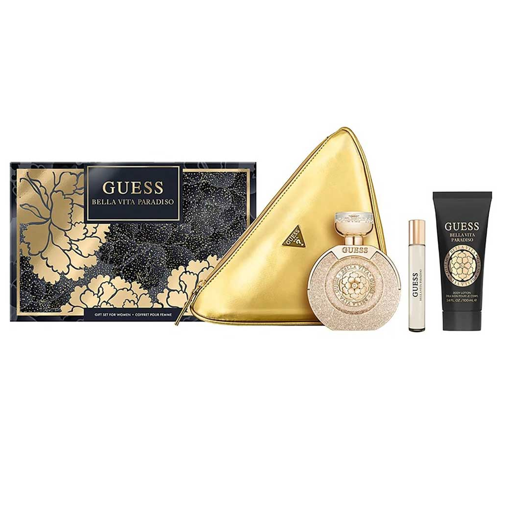Bella Vita Paradiso by Guess 100ml EDP 4 Piece Gift Set - Perfume NZ is the leading wholesale distributor of brand name perfumes and fragrances in New Zealand.