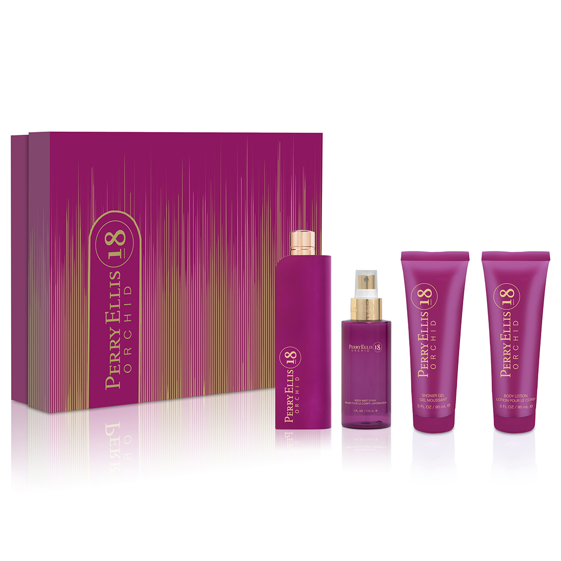18 Orchid by Perry Ellis 100ml EDP 4 Piece Gift Set - Perfume NZ is the leading wholesale distributor of brand name perfumes and fragrances in New Zealand.