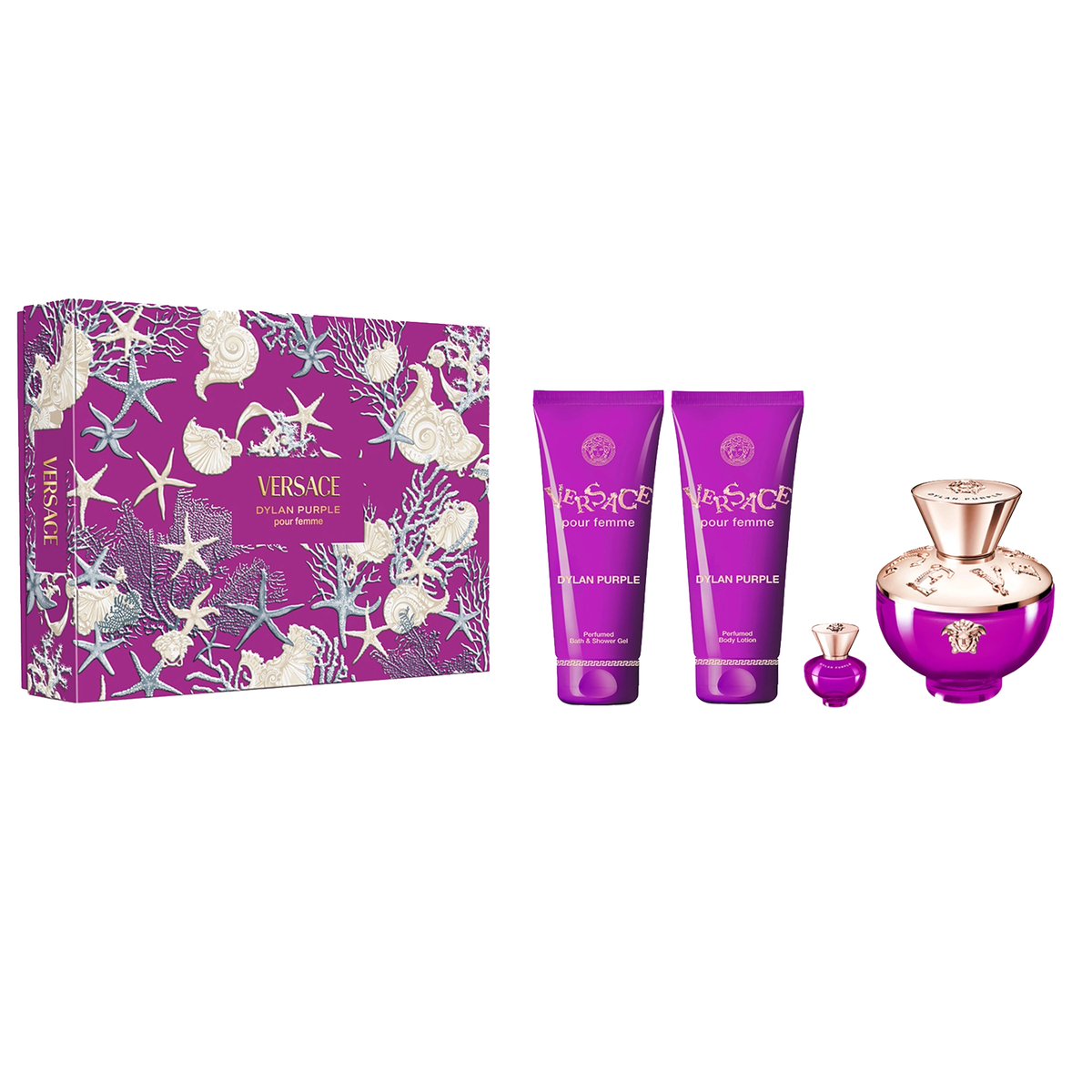 Dylan Purple Pour Femme by Versace 100ml EDP 4 Piece Gift Set - Perfume NZ is the leading wholesale distributor of brand name perfumes and fragrances in New Zealand.